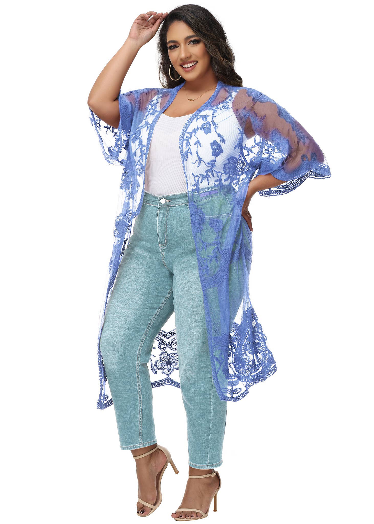 Anna Kaci Wholesale - Wholesale Cardigan - Women's - Women's Plus Size Lace Cardigan Open Front Floral Cardigan9