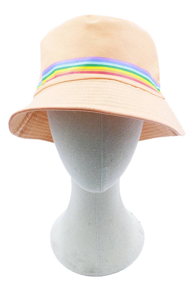 Hana - Wholesale Bucket Hat - Women's - Rainbow Trim Solid Bucket Hat17