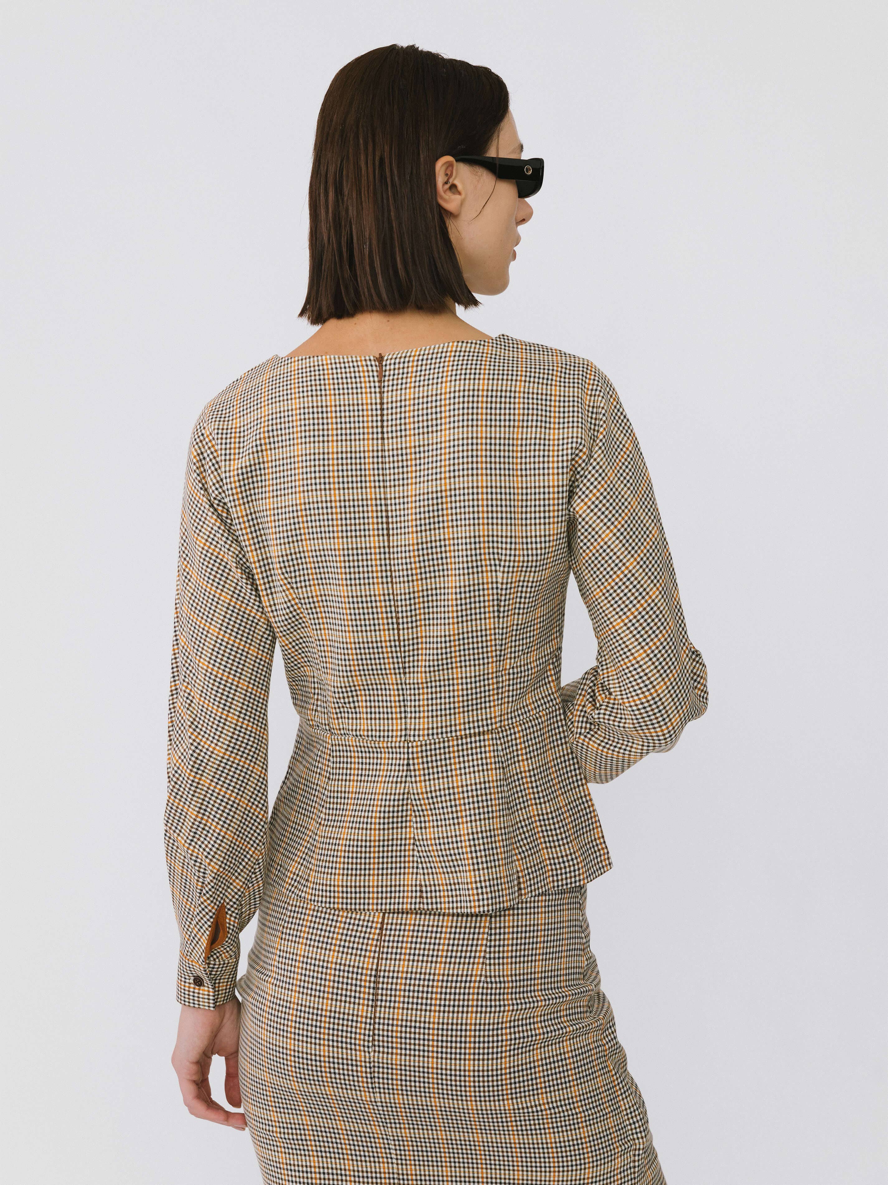 Khaki Wide Neck Plaid Shirt for wholesale on Faire5