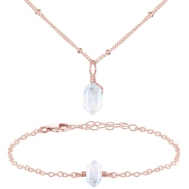 Luna Tide - Wholesale Jewellery set - Rainbow Moonstone Double Terminated Crystal Jewellery Set25