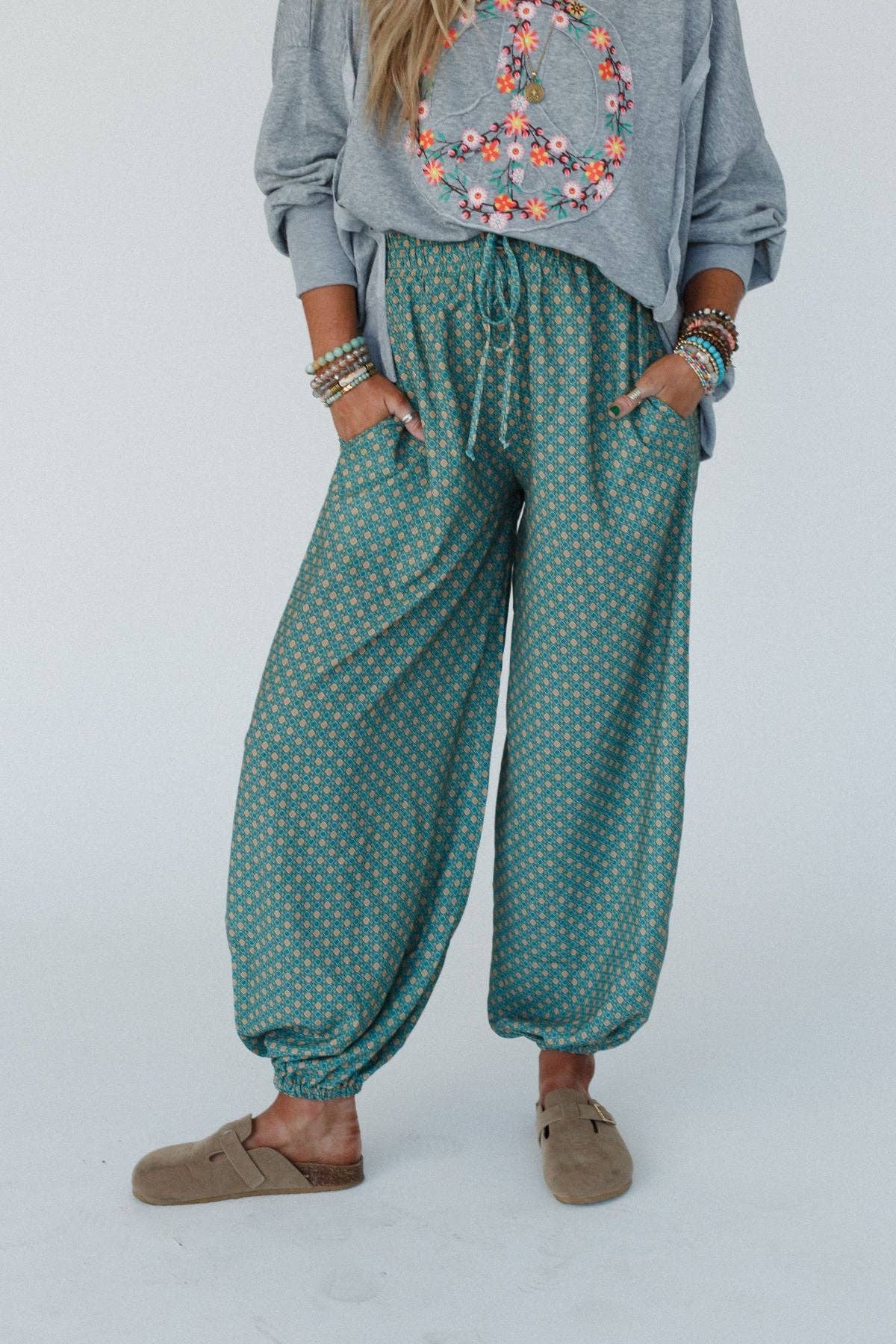 Three Bird Nest - Vente Pantalon d'intérieur/de jogging – femme - Pantalon de jogging imprimé Mystic Mirage - Turquoise6