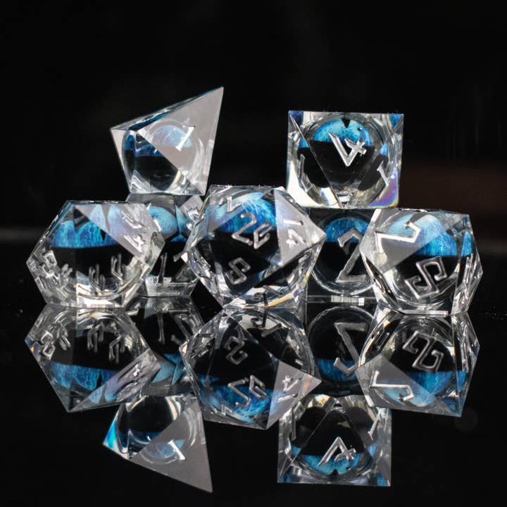 Misty Mountain Gaming - Wholesale Dice - Legacy of Blue Eyes Liquid Core Dice Set - Silver1