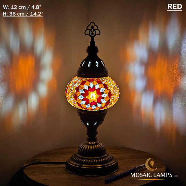 Mosaic Lamps - Wholesale Accent/desk lamp - 10+ Colors - Turkish Mosaic Medium Globe Table Lamp, Handmad36