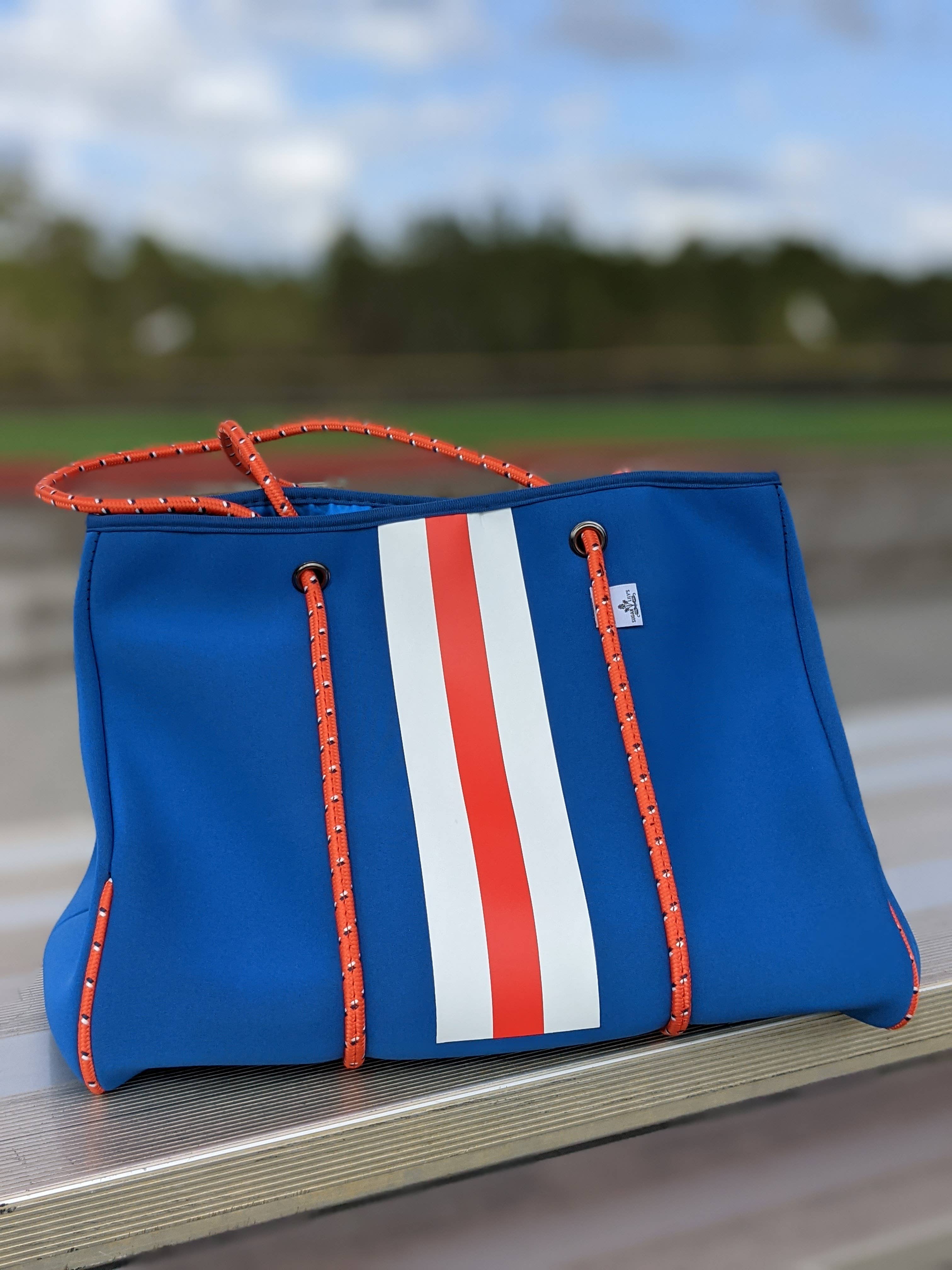 Sugar Lily's - Wholesale Tote Bag - Women's - Sugar Lily's- Neoprene Spirit Collection-Big Royal/Orange2