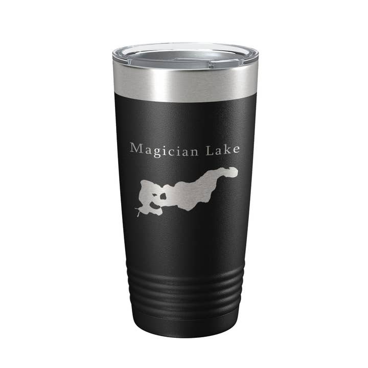 Gobelet de voyage Magician Lake Map, tasse à café isolée gravée au laser Michigan 20 oz pour la vente par CarveBright