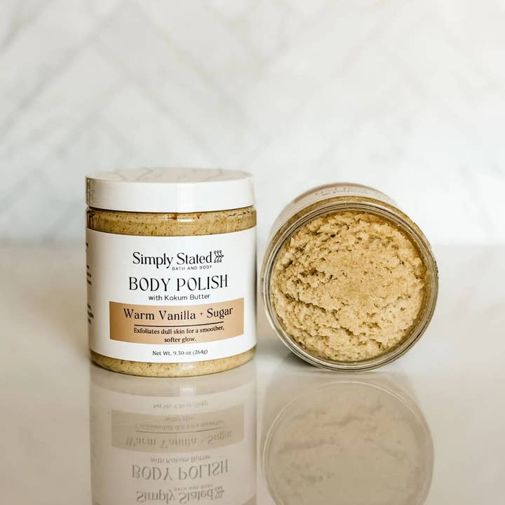 Gommage corporel au sucre vanillé chaud | Gommage hydratant au sucre pour la vente par Simply Stated Bath & Body