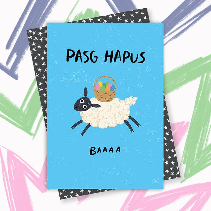 Dandelion Stationery - Wholesale Easter Card - Pasg Hapus (Happy Easter - Sheep) WELSH Greetings Card