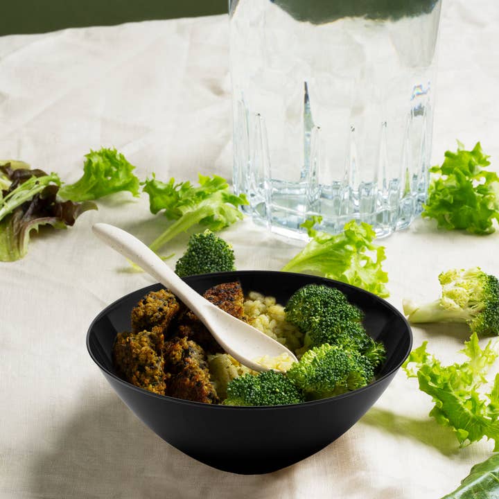 Smarty had a Party - Wholesale Disposable Plate - 32 oz. Solid Black Organic Round Plastic Bowls - 60 pcs8