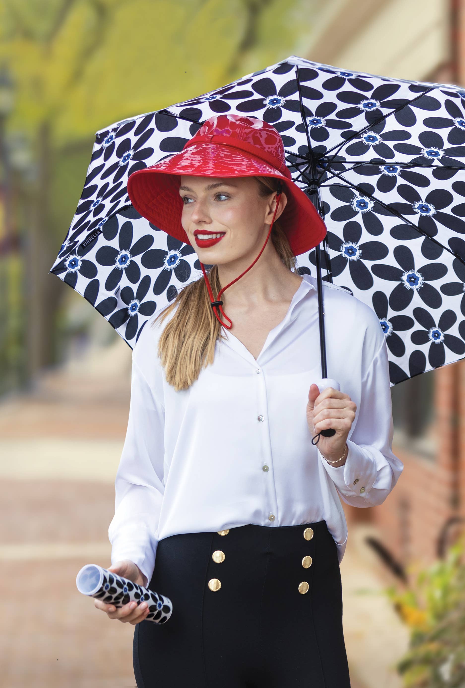 Vinrella - Wholesale Bucket Hat - Women's - Red Patent Waterproof Hat2