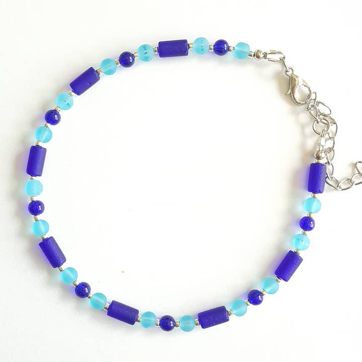 Sea Glass Anklet "Morse Code" for wholesale by Snazzy and Co