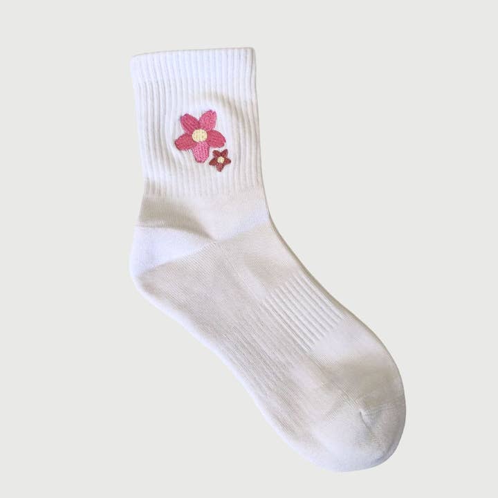 Cherry Blossom Athletic Crew Socks for wholesale by Sokira