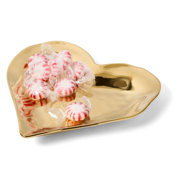 Elegance - Wholesale Decorative Plate/Dish/Bowl - Gold Heart Plate, 7"1