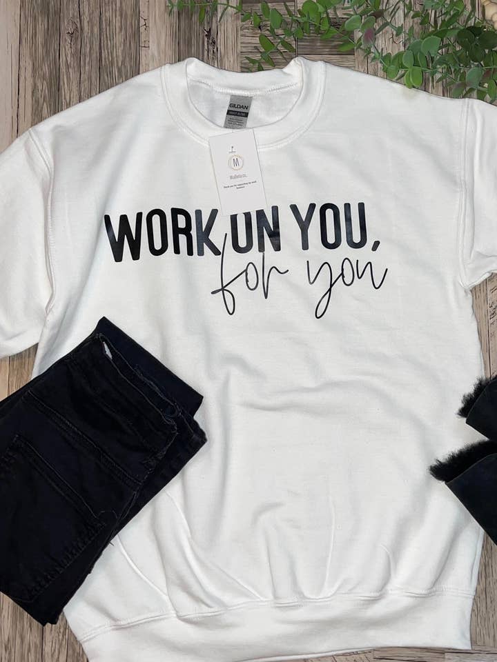 White positivity crewneck sweater for wholesale by MiaIsabellas.co