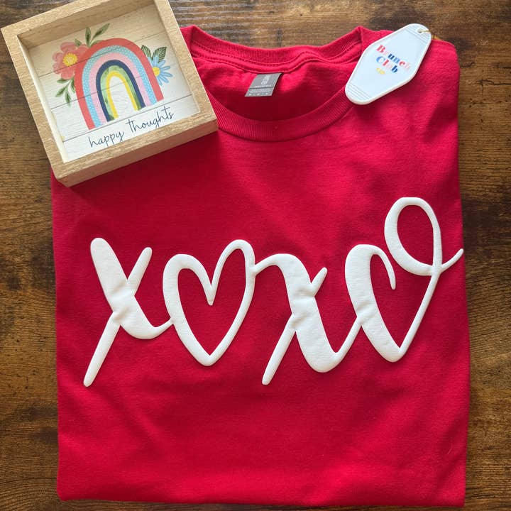 White 3D Puff Valentine's Day Design Shirt | XOXO Design for wholesale by The Print Genies