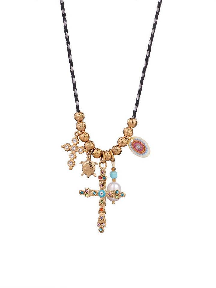 Straße Öl Tropfen Herz Kreuz Halskette DP25B755 für den Großhandel von Dipped Shop