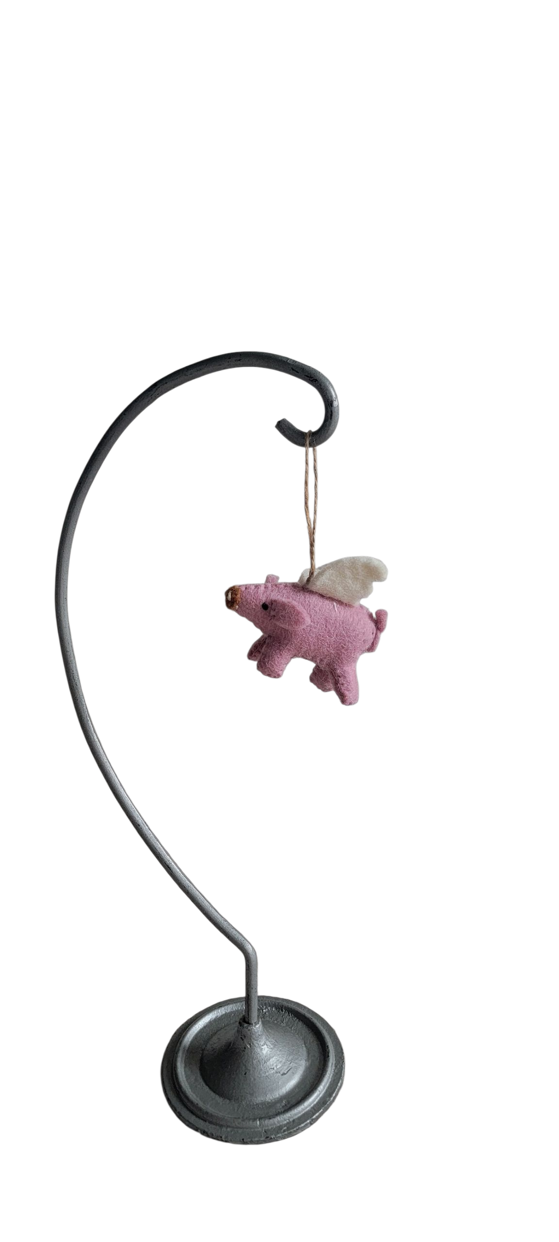 Evergreen Guardian Imports – wholesale Ornament – ORN806 - Wool Felt Christmas Ornament-  Pink Pig With Wings1
