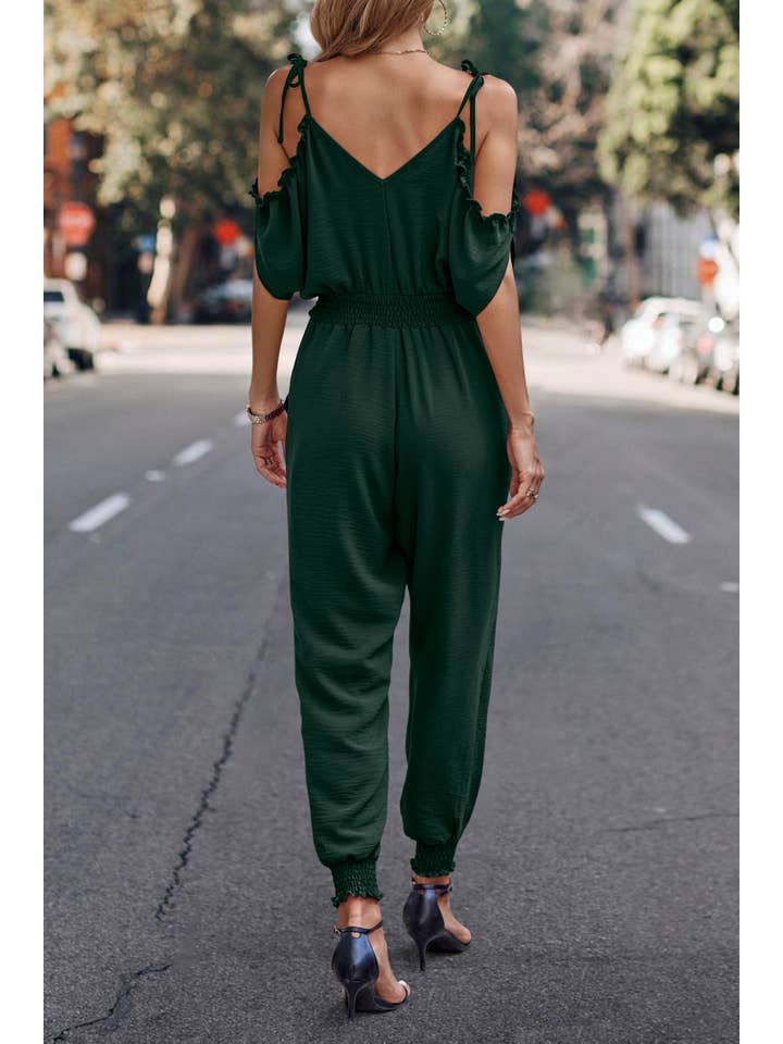 eLook – Großhandel Jumpsuit – Damen – SZ1-J9004 Schulterfreier Wickeloverall mit gesmokter Schulterpartie49