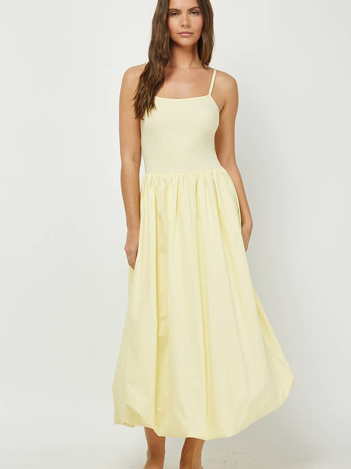 CONTRAST RIBBED CAMI WITH BUBBLE MAXI SKIRT - 1774ND for wholesale by Needii