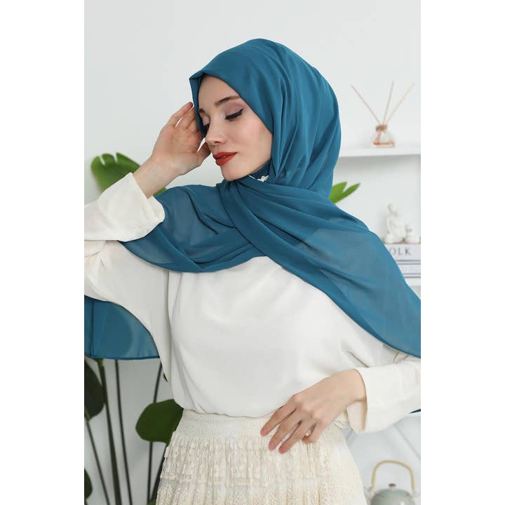 Aisha's Design - Wholesale Hijab – Women’s - Instant Chiffon Shawl Headscarf for Women with Cotton Bonnet Chiffon Turban Cap, Ready-to-Wear Soft Chiffon Shawl Instant Hijab Wrap,PS-46166