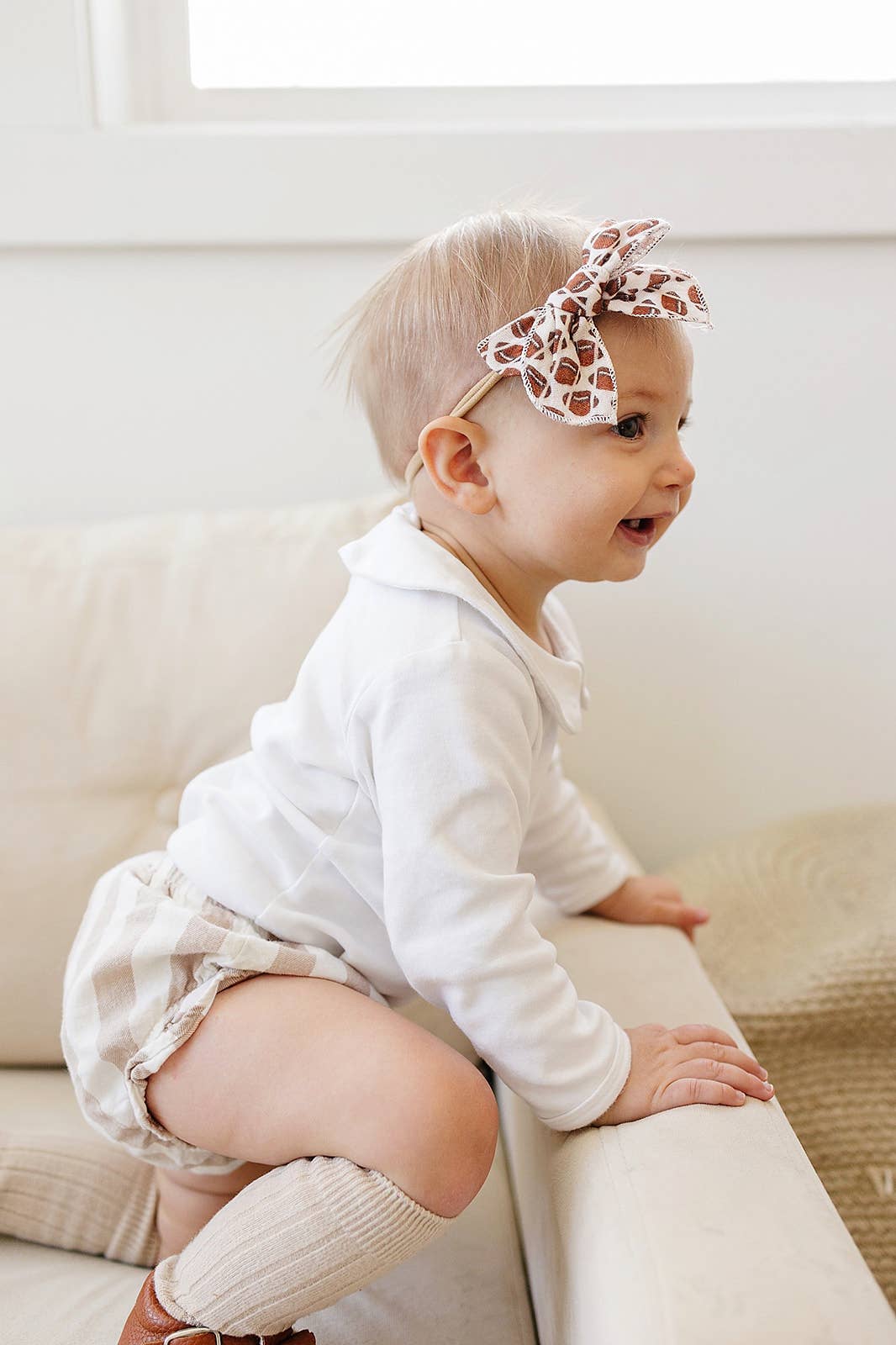 Golden Dot Lane - Wholesale Hair Bow - Kids - Football Serged Gauze Hair Bow2