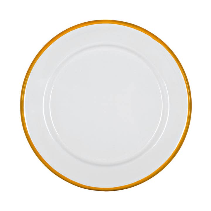Argon Tableware White Enamel Side Plate - 20cm - Yellow for wholesale by Rinkit Ltd