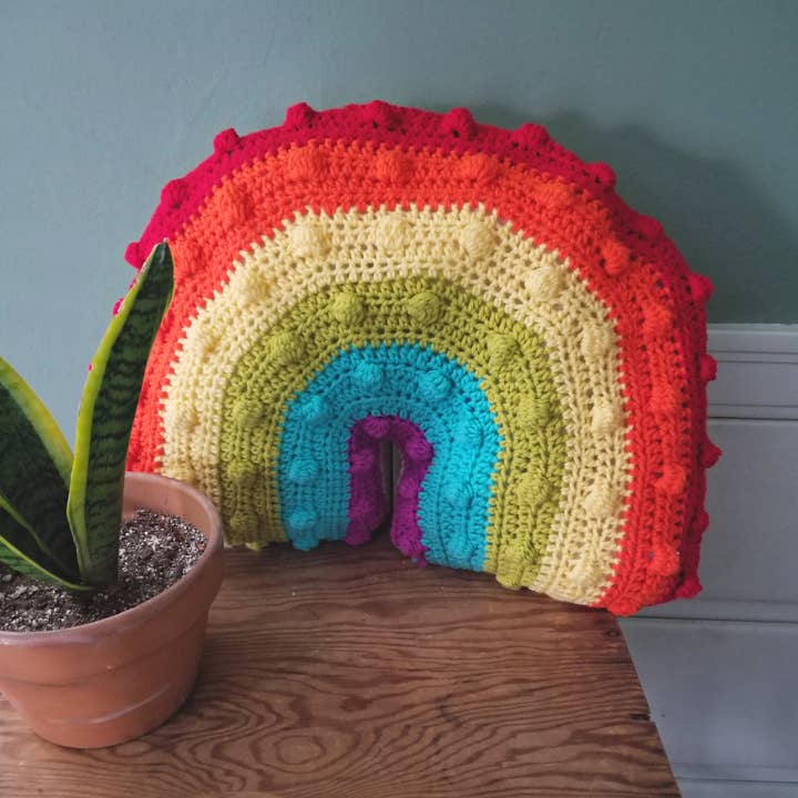 Just Tawny - Wholesale Throw/Decorative Pillow - Roy Gee Biv - Large Rainbow Crochet Pillow