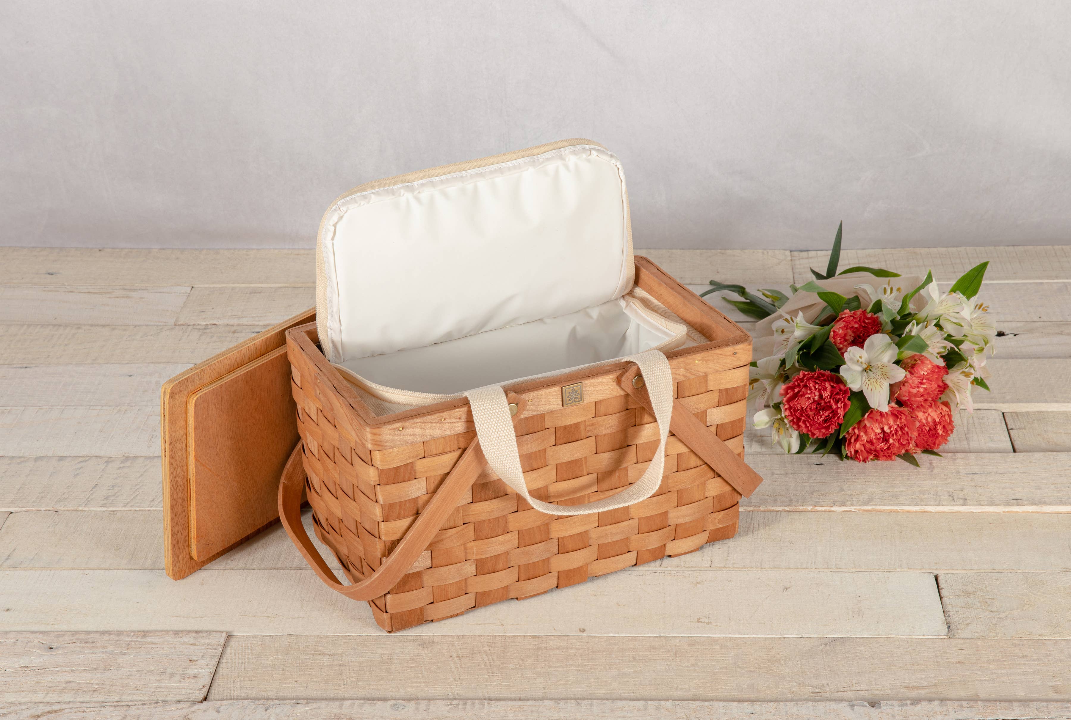 Beige Poppy Personal Picnic Basket, (Beige) for wholesale on Faire8