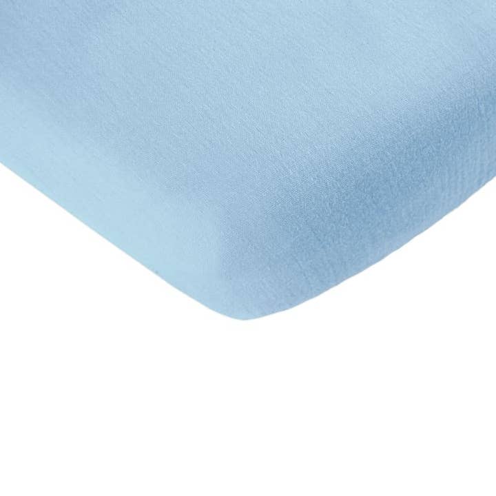 Breathable Fitted Sheet 120 x 60 cm or 140 x 70 cm BABY BLUE for wholesale by Hi Little One