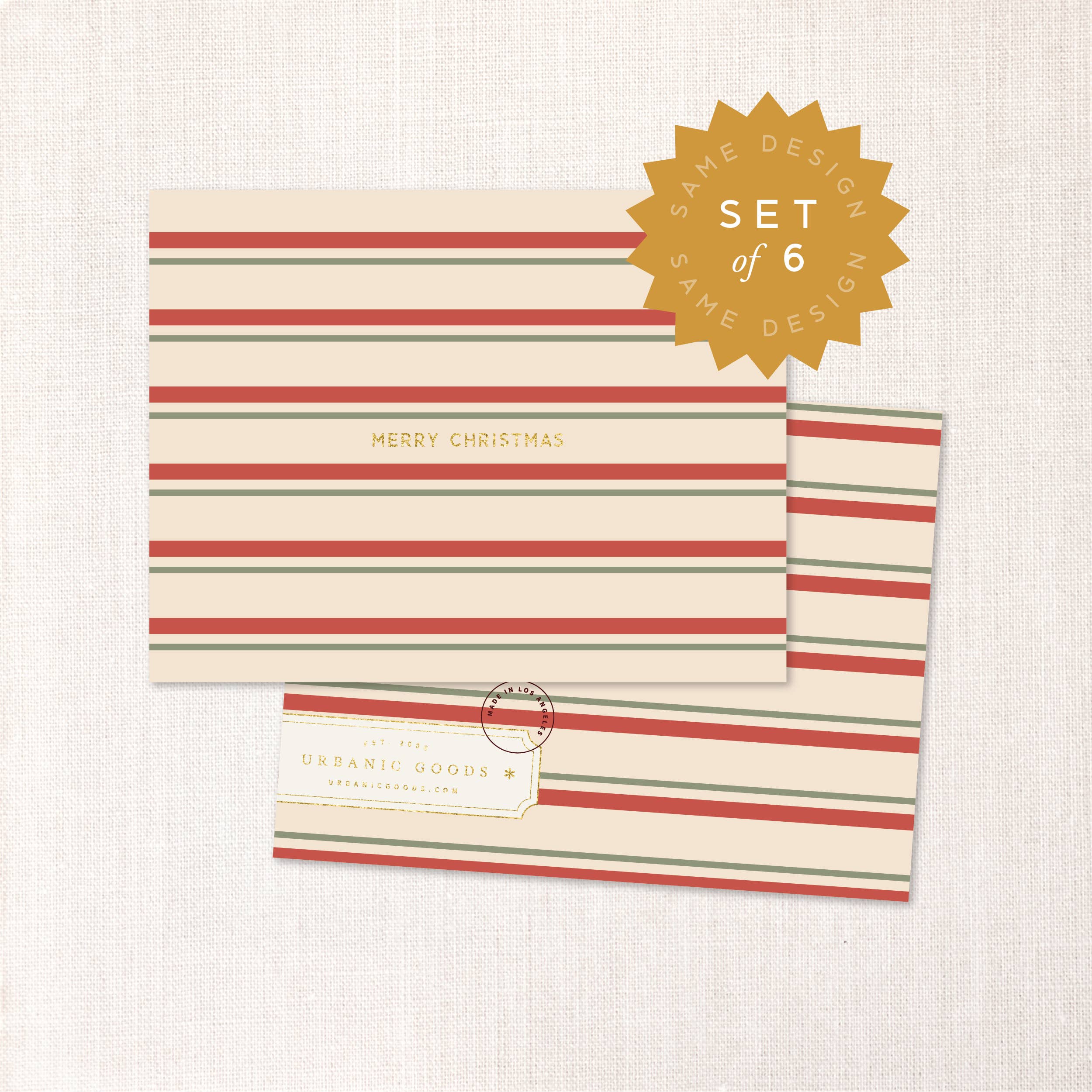 Urbanic Goods – Engroshandel Julekort – Glædelig jul striber (boksæt eller enkelt)1