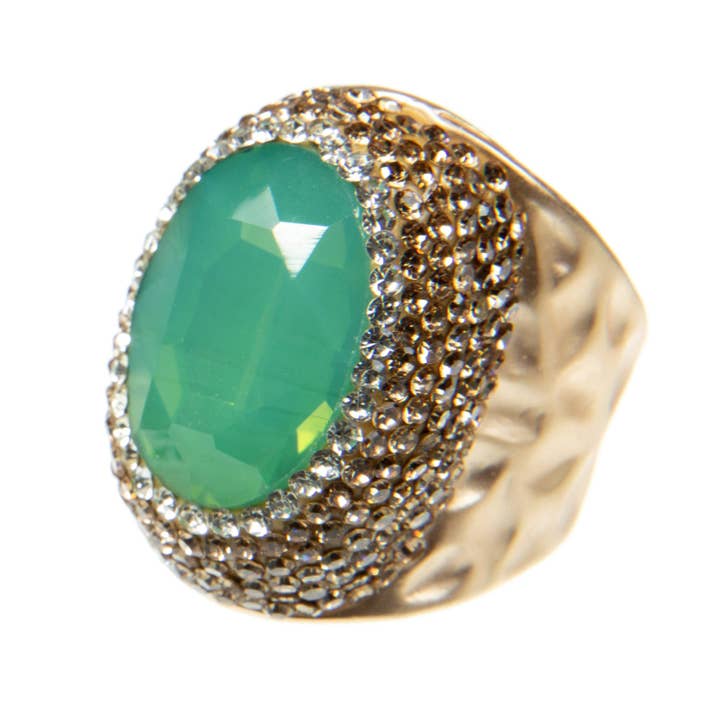 Ole - Vente Bague de cocktail/de cérémonie - Bagues en alliage avec strass opale R2531 - Opale verte1