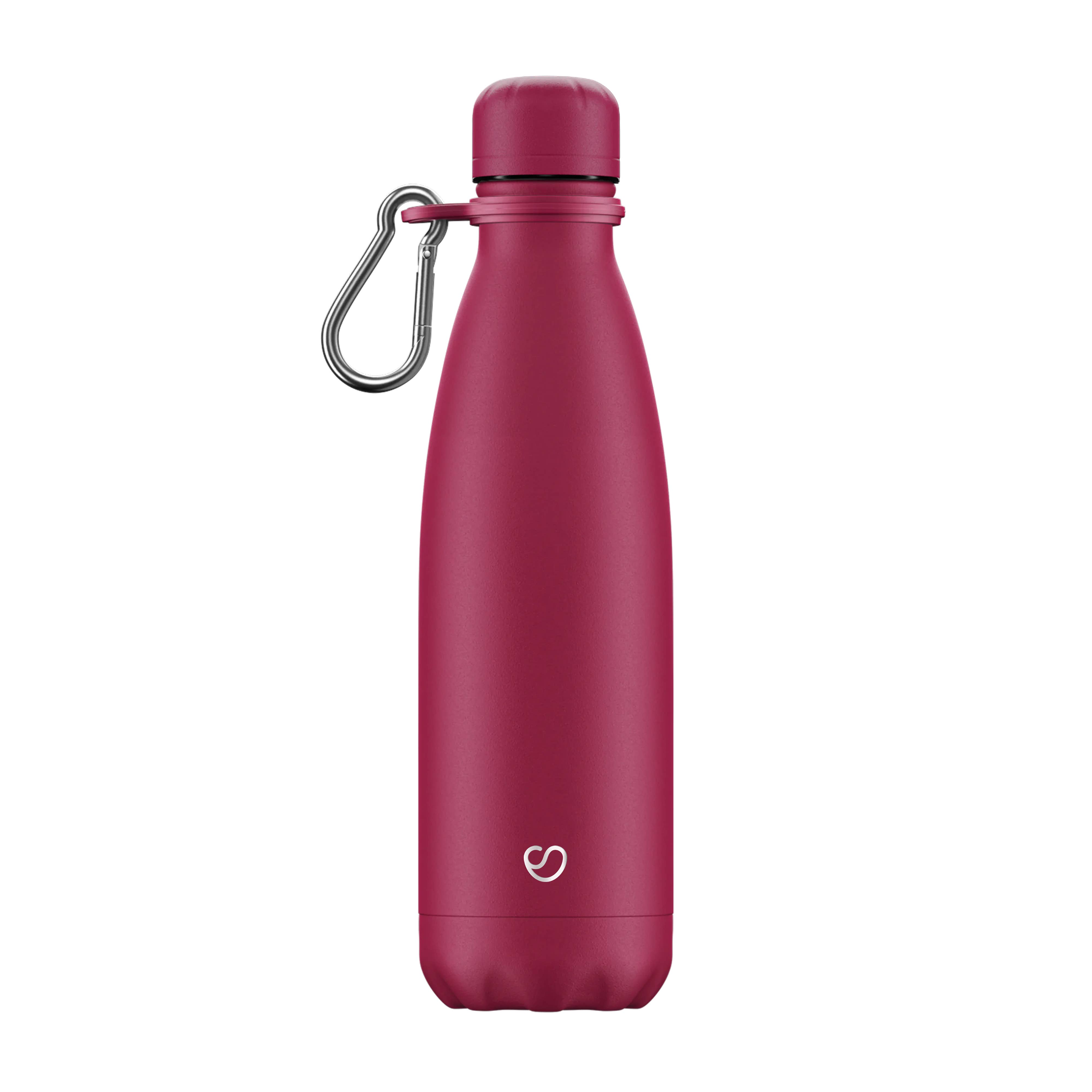 Slokky - Vente Bouteilles d'eau - Bouteille thermos rose mat, couvercle et mousqueton - 500 ml2