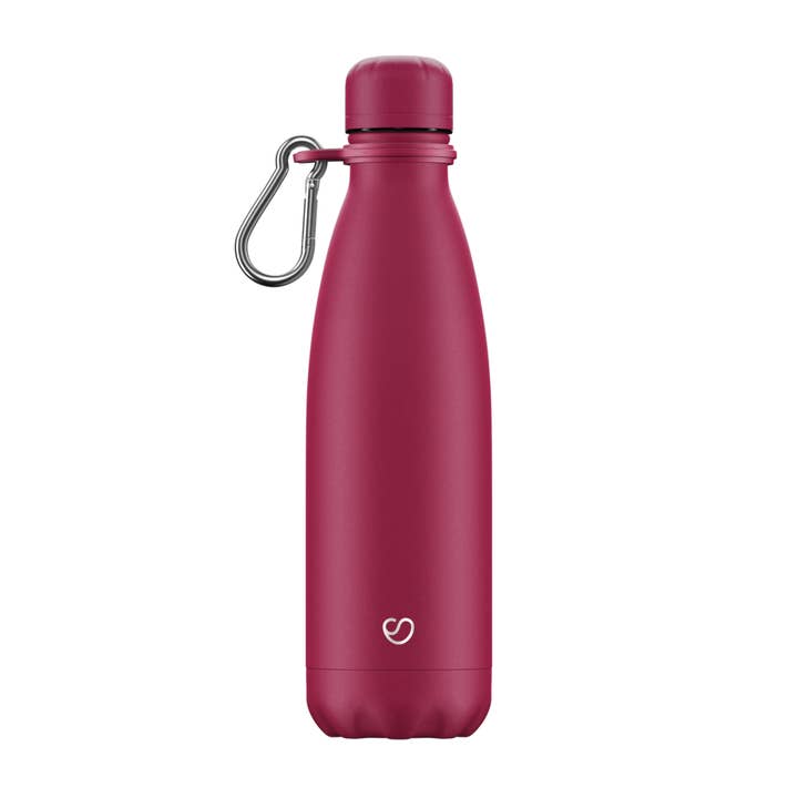 Slokky - Vendita all'ingrosso Borracce - Bottiglia, coperchio e moschettone thermos rosa opaco, 500 ml2