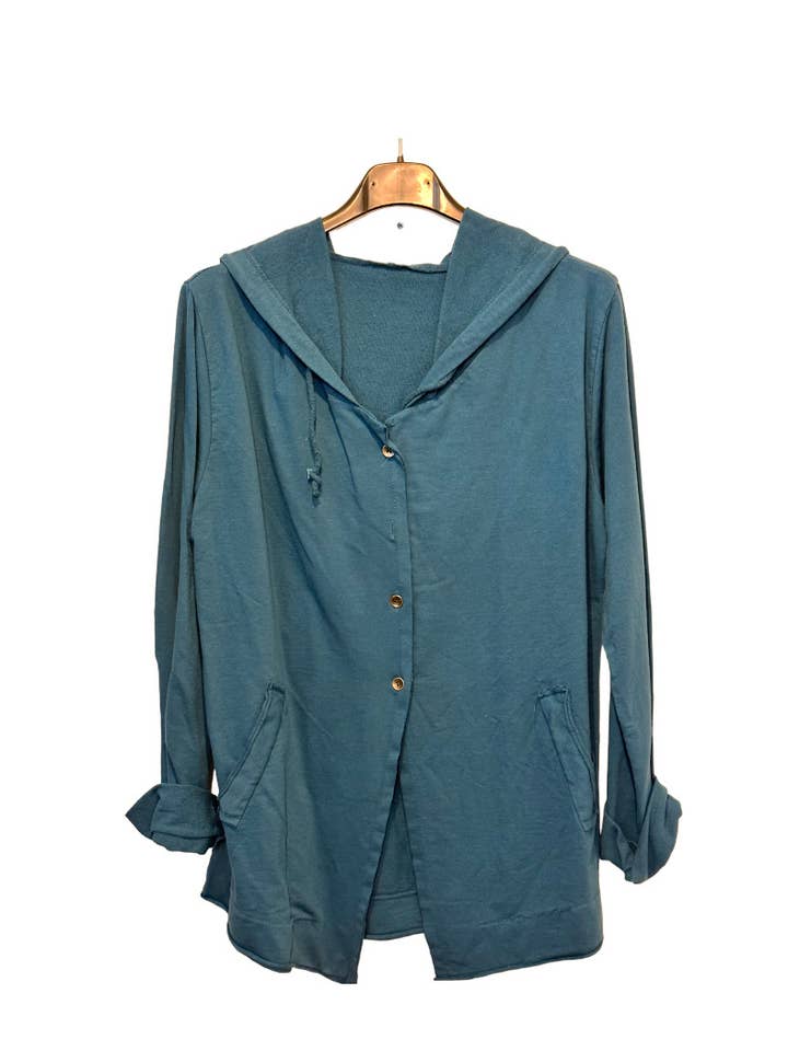 Moonsun - Wholesale Outerwear Vest - Women's - Cotton sweatshirt cardigan with elbow ties #23001