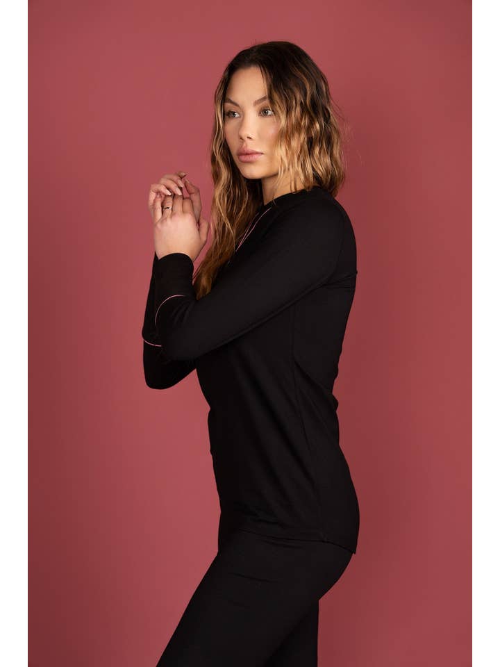 Ellwi Design - Wholesale Sleepwear Set - Women's - Piping Trim Pajamas2