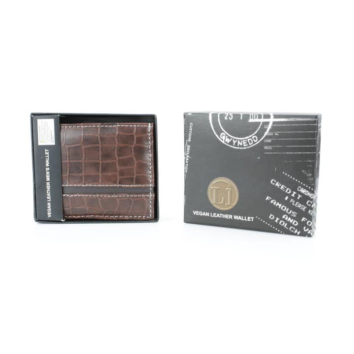 Leather Impressions Inc - Wholesale Wallet - Men's - Crocodile Embossed Vegan Wallet with Solid Band VL 90427