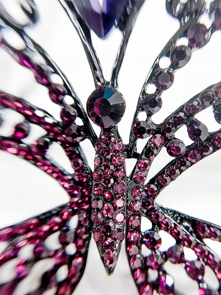 Happy Dream Gifts - Wholesale Costume - Unisex - Purple Crystal Masquerade Mask, Black Party Mask, Prom Mask