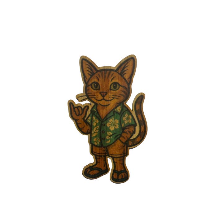Aloha Alley Cat for wholesale by Bamboo Wood Stickers