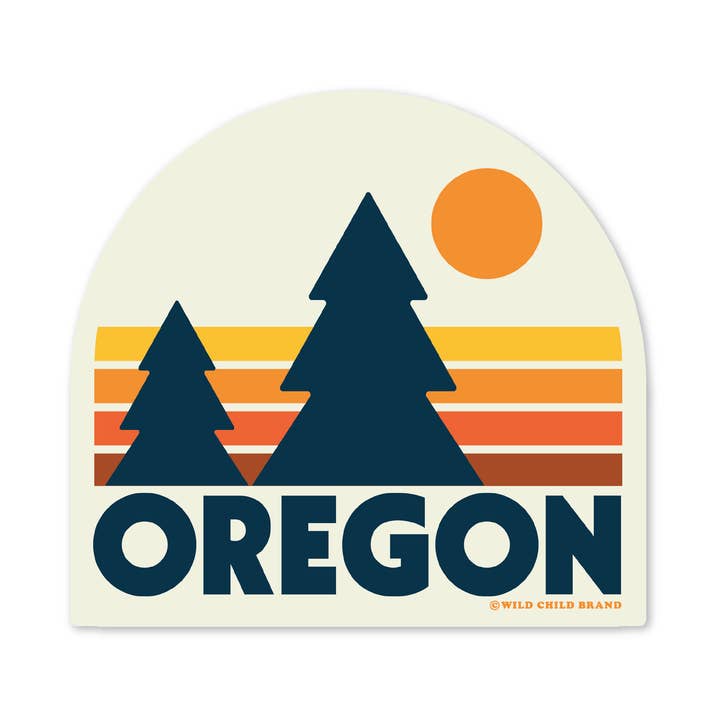 Racing Stripe Oregon Sticker | Retro Pine Tree PNW Decal for wholesale by Wild Child Brand