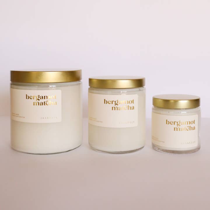 JaxKelly - Wholesale Jar/Filled Candle - 4oz - Bergamot Matcha Candles - Clear