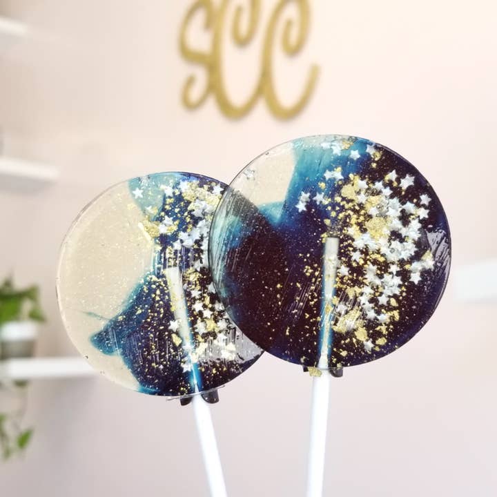 Sweet Caroline Confections – wholesale Lollipop – Navy Star Galaxy Lollipops, Blueberry Flavor, 10/Case