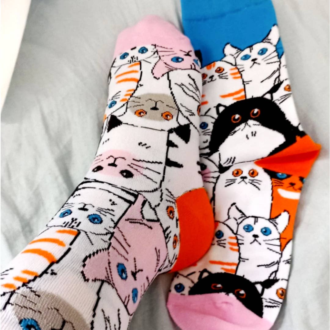 Sock Panda – wholesale Strumpor - Dam – Strumpor med kattmotiv från Sock Panda (vuxen medium - damskor storlek 5-10)1