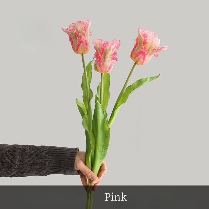 ACNITE(We cover U.S. import duties) - Wholesale Artificial Flowers - 3 flowers  artificial tulips bunch real touch Parrot tulips2