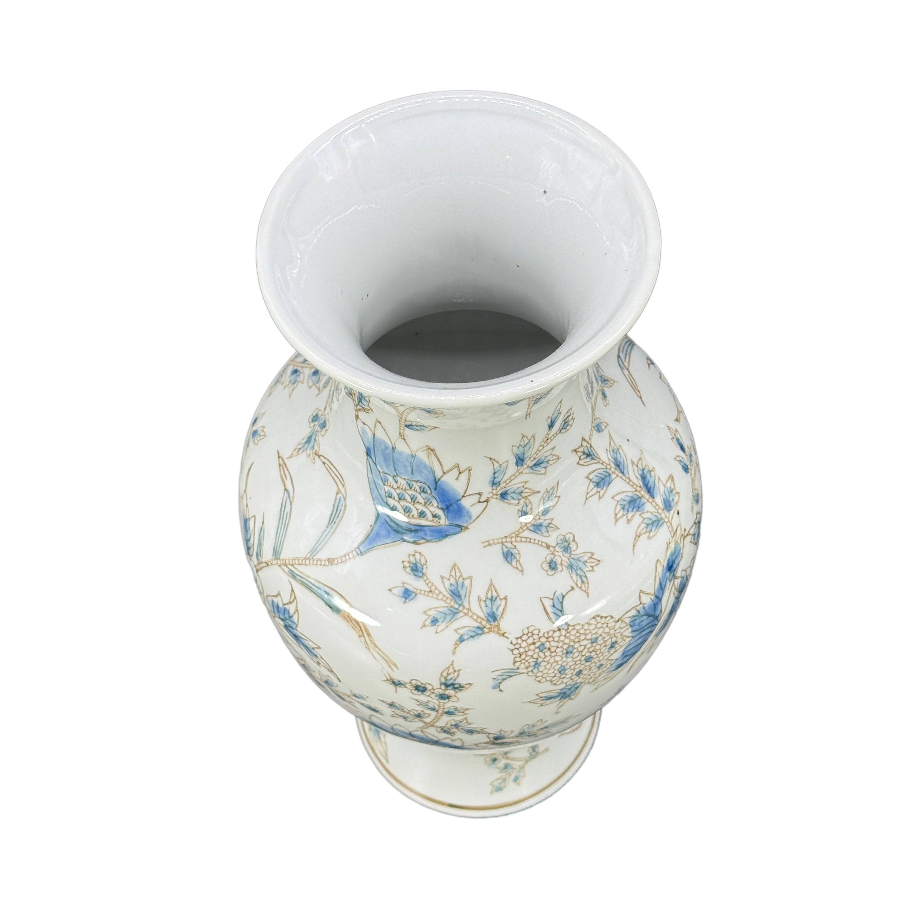 Galt International Company - Wholesale Vase - White and Blue Chinoiserie Indoor Ceramic  Vase 14"3