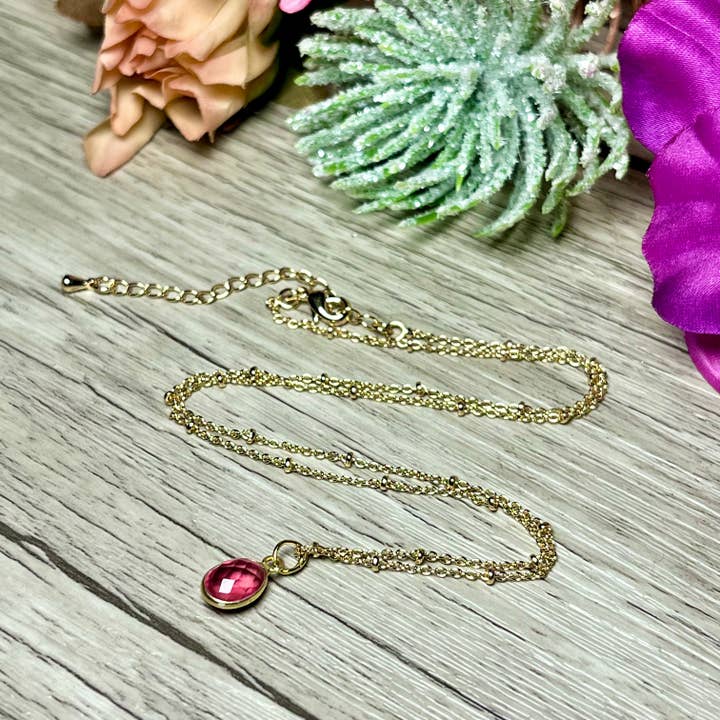 TOURMALYN - Vendita all'ingrosso Collana con ciondolo/pendaglio - Pendente "CARMEN" dorato in oro fine con pietra di Tormalina rosa7