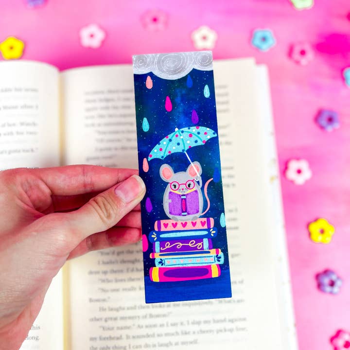 Emily Cromwell Designs - Wholesale Bookmark - Rainy Day Mouse Bookmark