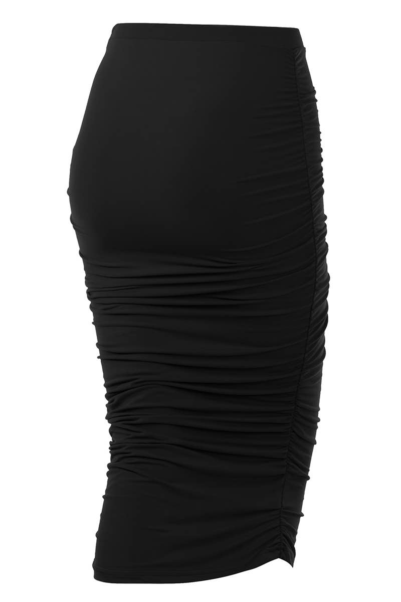 NINEXIS - Wholesale Skirt - Women's - CWBMS070_Slim Fit Ruched Long Pencil Skirt2