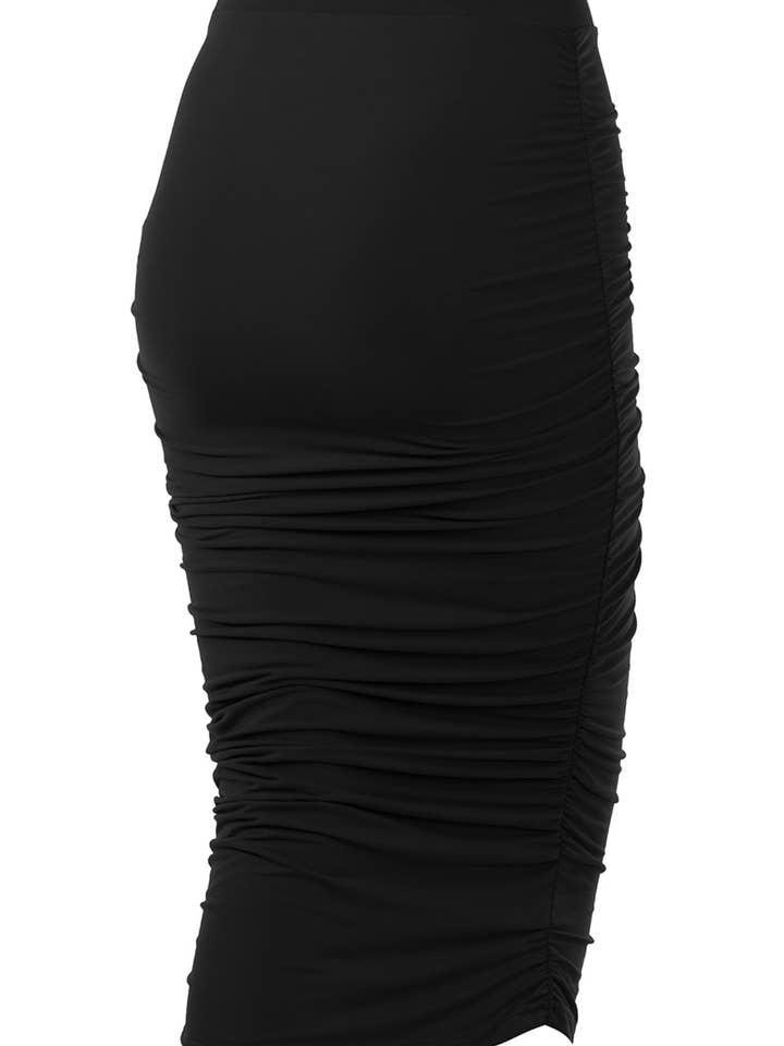 NINEXIS - Wholesale Skirt - Women's - CWBMS070_Slim Fit Ruched Long Pencil Skirt2