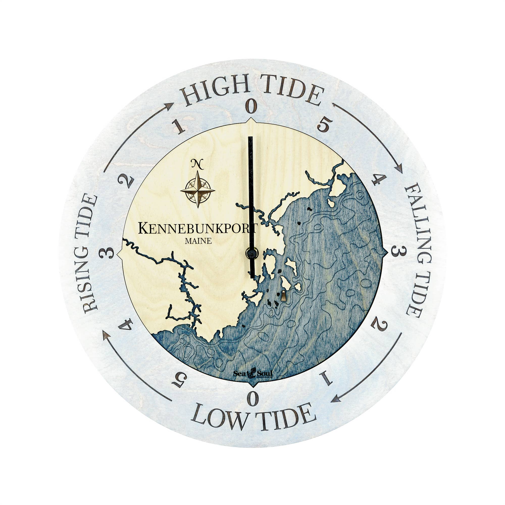 Sea & Soul Nautical Chart Art - Vente Horloges murales - Carte de profondeur d'eau de la côte du Maine9