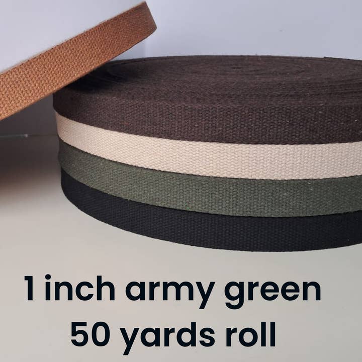 Dream Trimming Goods LLC - Wholesale Craft Supplies - 1" x 50 Yard Army Green Heavy Cotton Webbing for Sewing DIY5