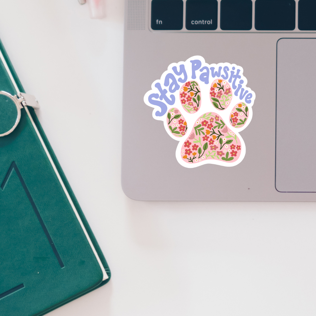 Oak Shore Collective LLC – Großhandel Aufkleber – Stay Pawsitive Dog Paw | Aufkleber, 3 Zoll, mattes Vinyl  1